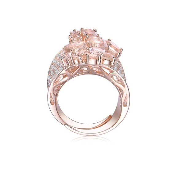 18K Rose Gold Plated Blush-Pink CZ Wide Band Ring - Picture 2 of 4